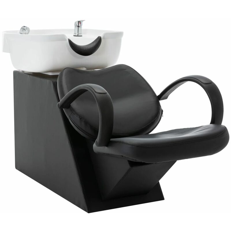 

BHD - Silla lavacabezas de peluquería de cuero sintético negro blanco
