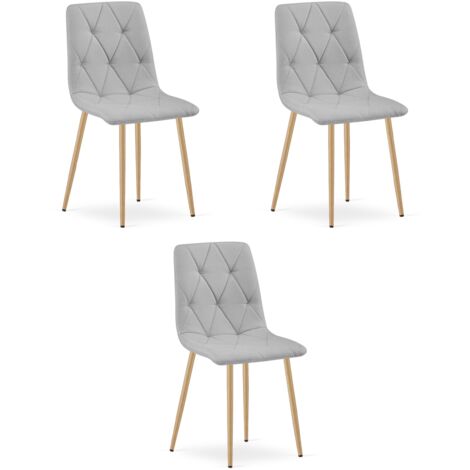Silla LIBRA - tela gris claro / patas color madera x 3
