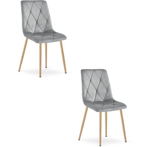 Silla LIBRA - terciopelo gris claro / patas color madera x 2