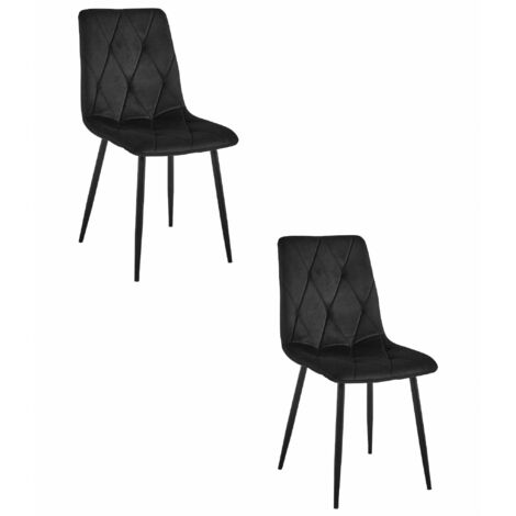 Silla LIBRA - terciopelo negro / patas negras x 2