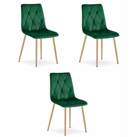 Silla LIBRA - terciopelo verde oscuro / patas color madera x 3