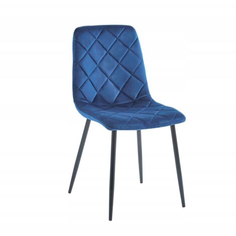 Silla Loft TERCIOPELO Azul Tapizada Patas Negras Furnitex para COMEDOR