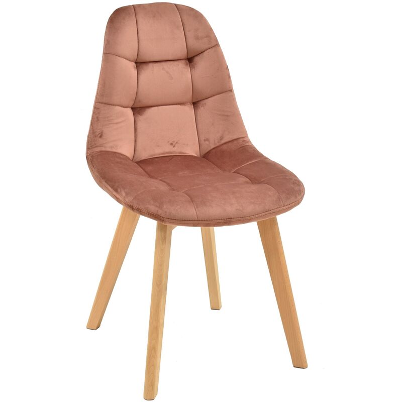 

Silla LORENA, madera, tapizada velvet rosa coral