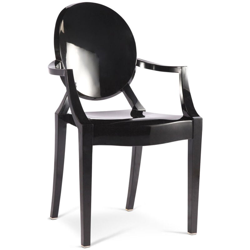 

Silla Louis XiV Diseño Transparente Negro PC, Plástico