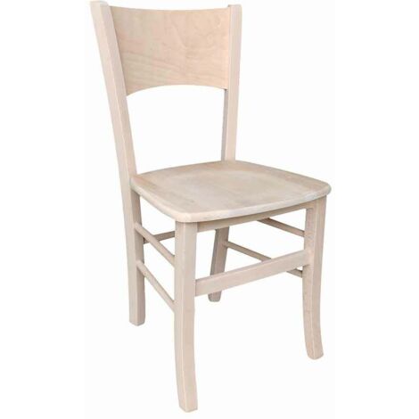 Silla Lucy de madera cruda para pintar con asiento de madera maciza