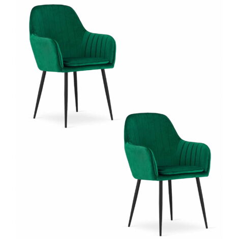 Silla LUGO - terciopelo verde / patas negras x 2