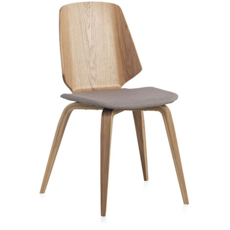 Silla Madera Contrachapada Roble Tapizada, Pack 4 Unidades