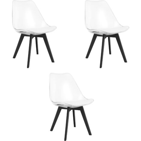 Silla MARK - patas transparentes / negras x 3