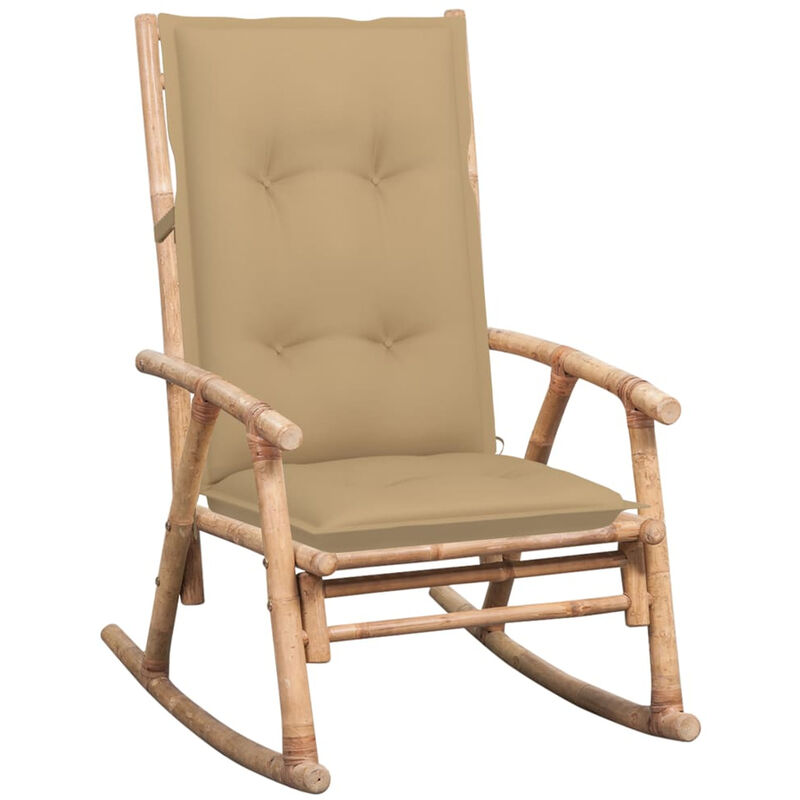 

Silla mecedora con cojin bambu