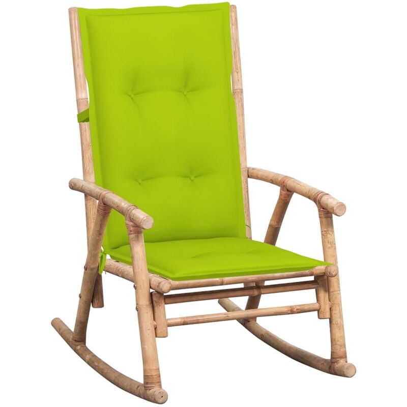 

Silla mecedora con cojín bambú