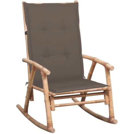 Silla mecedora con cojín bambú