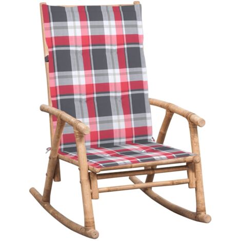 Silla mecedora con cojín bambú
