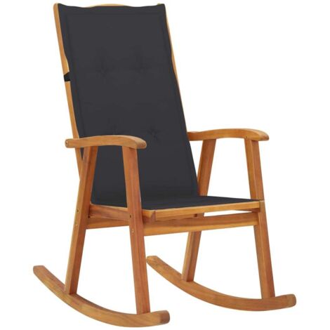 Silla mecedora con cojines madera maciza de acacia