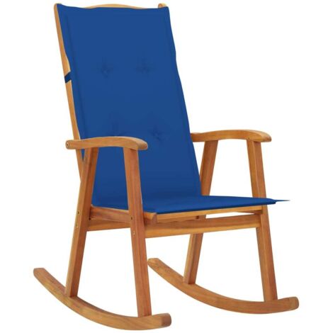 Silla mecedora con cojines madera maciza de acacia