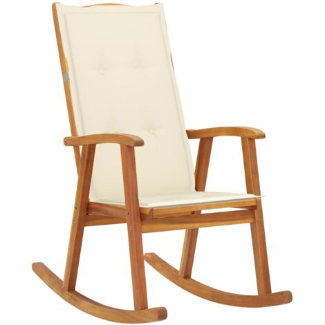 Silla mecedora con cojines madera maciza de acacia