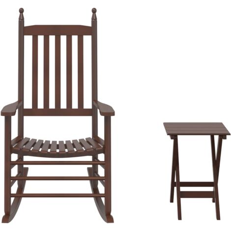 Silla mecedora con mesa plegable madera maciza de álamo marrón vidaXL