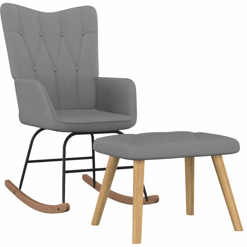 

Silla mecedora con reposapiés tela gris oscuro