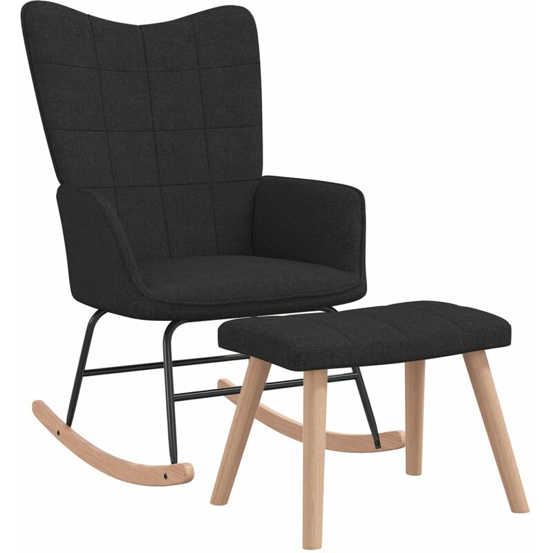 

Silla mecedora con reposapiés tela negra