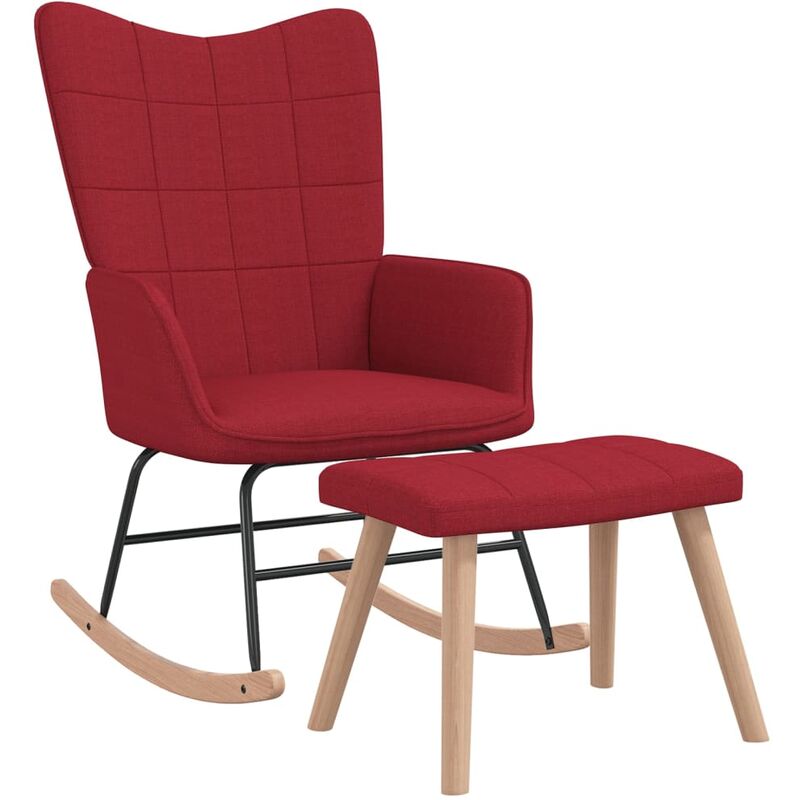 

Silla mecedora con reposapiés tela rojo tinto