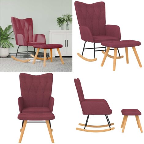 Silla mecedora con reposapiés tela rojo tinto - Reposapiés - Silla de sala