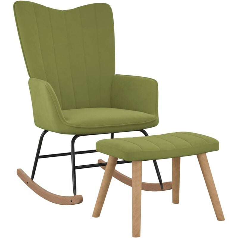 

Silla mecedora con reposapiés terciopelo verde claro