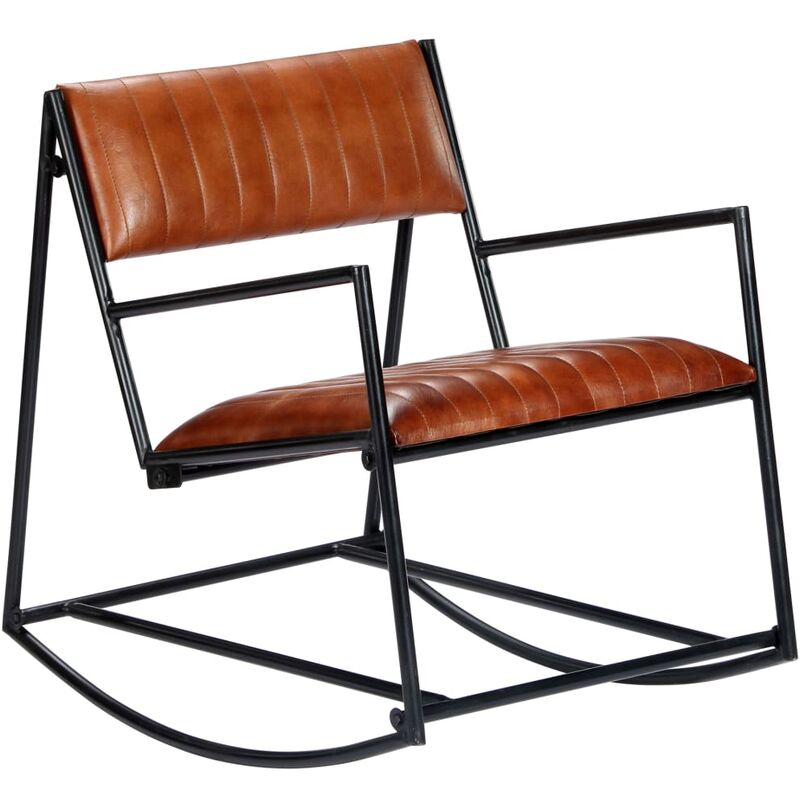 

Silla mecedora de cuero auténtico marrón