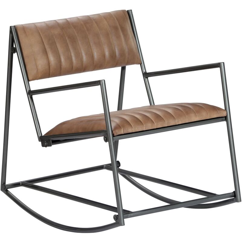 

Silla mecedora de cuero auténtico marrón claro