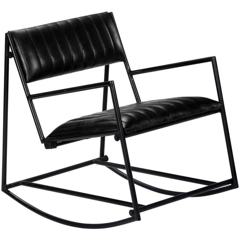 

Silla mecedora de cuero auténtico negro