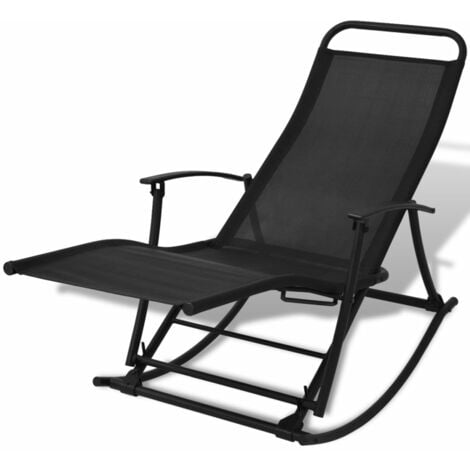 Silla mecedora de jardín acero y textilene negro vidaXL - Negro