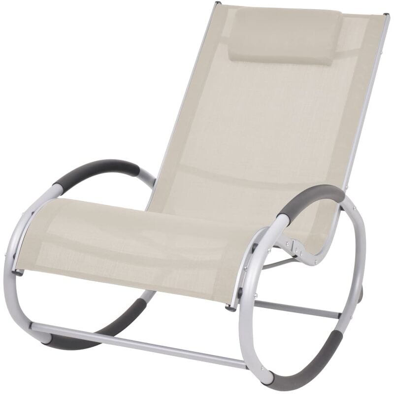 

Silla mecedora de jardín de textilene color crema