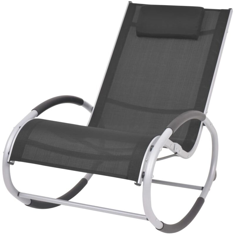 

vidaXL Silla Mecedora de Jardín de Textilene Negro - Negro