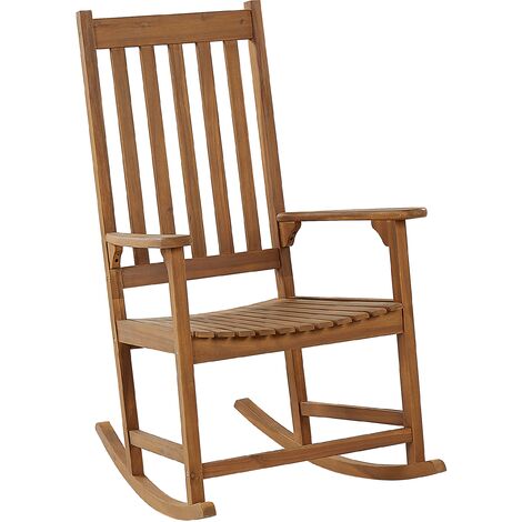 Silla mecedora de madera de acacia clara retro vintage interior exterior Bojano