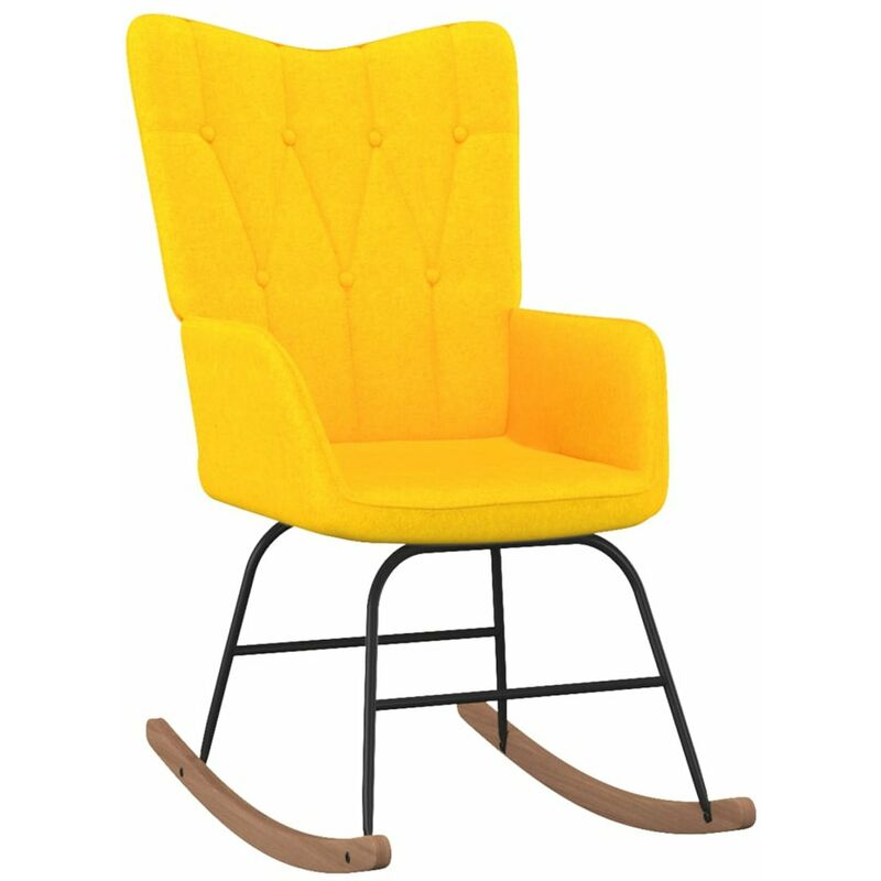 

Silla mecedora de tela amarilla mostaza