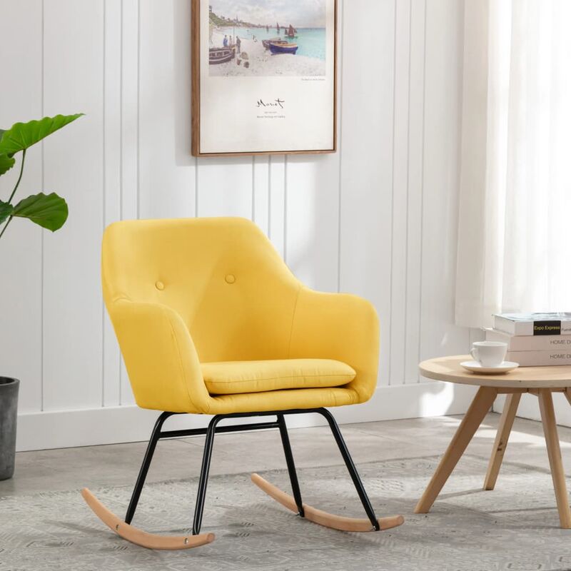 

Silla mecedora de tela amarilla mostaza - Amarillo