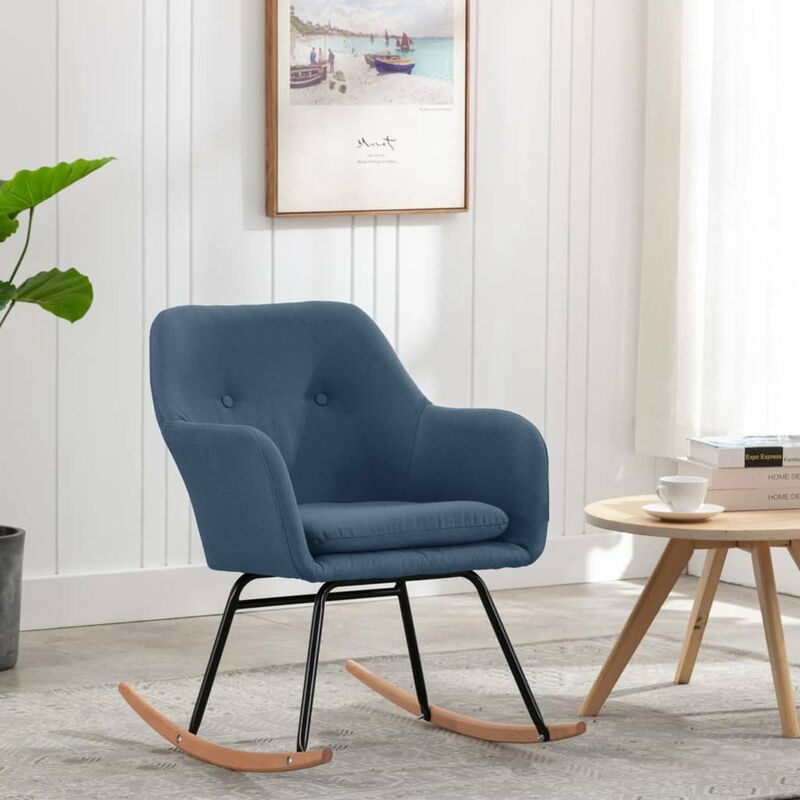 

Silla mecedora de tela azul