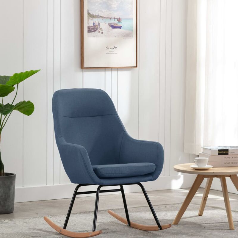 

Silla mecedora de tela azul