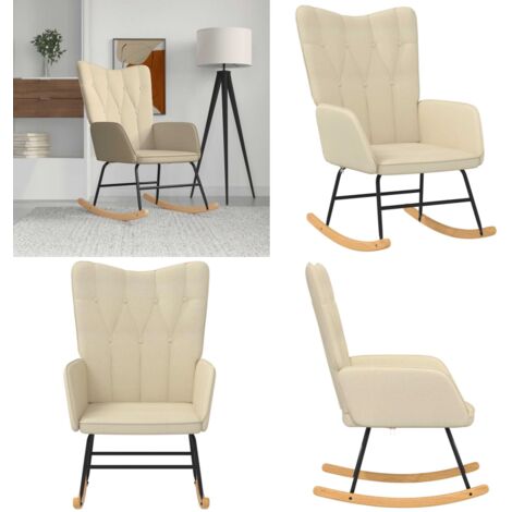 Silla mecedora de tela color crema - Mecedora de tela - Silla de sala