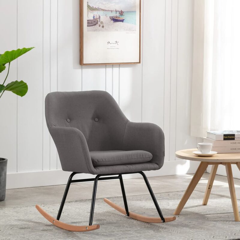 

Silla mecedora de tela gris claro - Gris