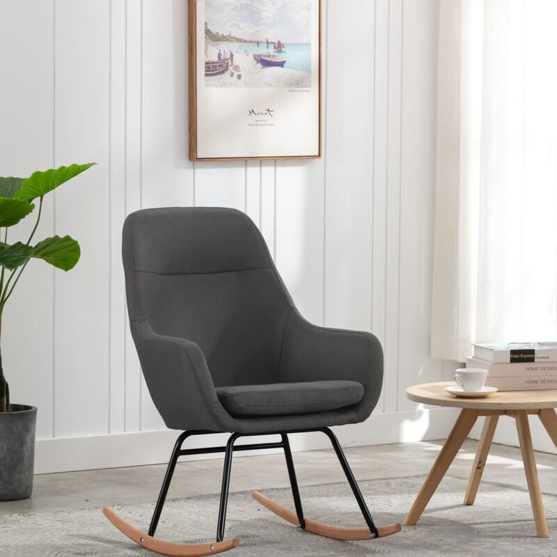 

Silla mecedora de tela gris oscura