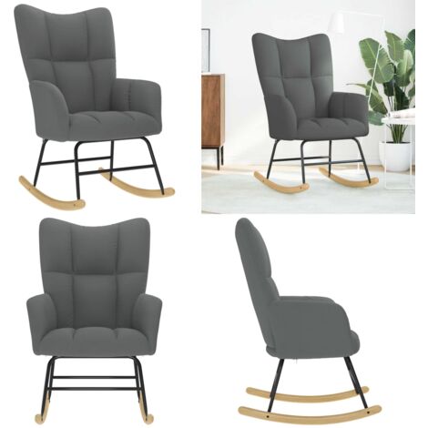 Silla mecedora de tela gris oscuro - Silla de descanso - Mecedora de tela