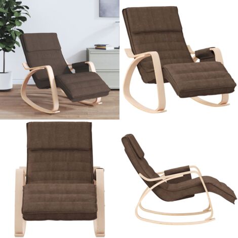 Silla mecedora de tela marrón oscuro - Mecedora de tela - Silla de relax