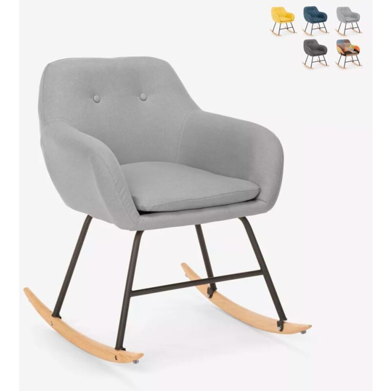 

Silla mecedora de tela patchwork de diseño moderno Woodpecker | Gris