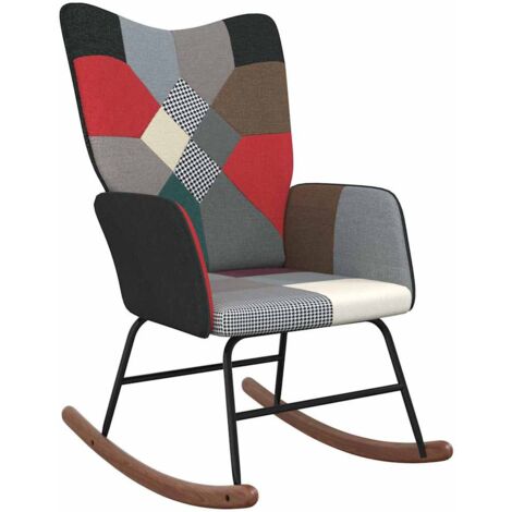 Silla mecedora de tela patchwork vidaXL