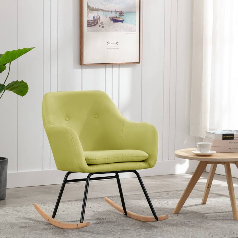 

Silla Mecedora de Tela Verde - Verde - Vidaxl