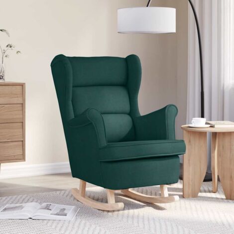 Silla mecedora de tela verde oscuro 74x90x102 cm