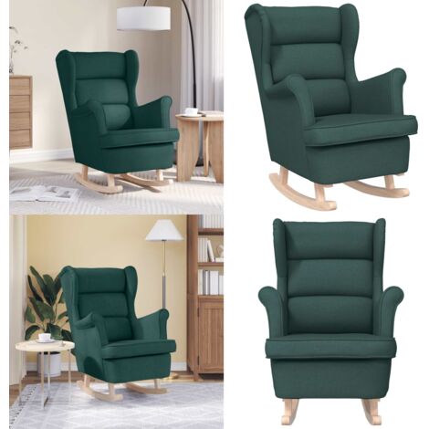 Silla mecedora de tela verde oscuro 74x90x102 cm - Silla de tela - Silla de balanceo