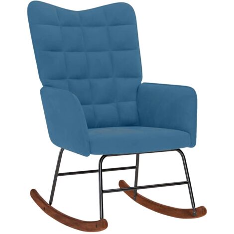 Silla mecedora de terciopelo azul vidaXL