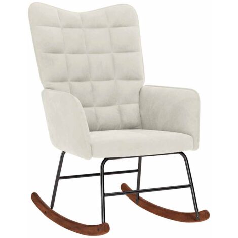 Silla mecedora de terciopelo crema