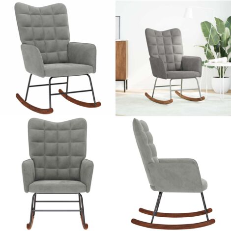 Silla mecedora de terciopelo gris claro - Silla de terciopelo - Silla de descanso