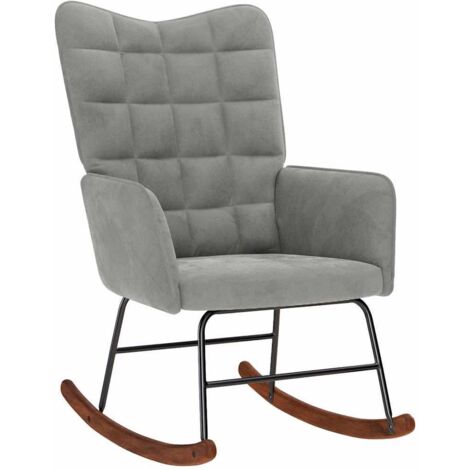 Silla mecedora de terciopelo gris claro vidaXL